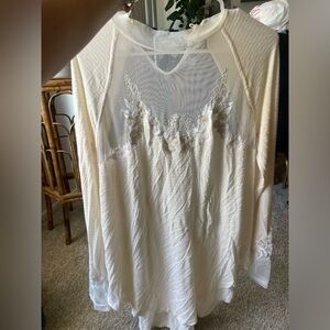 We the Free Cream Lace Top